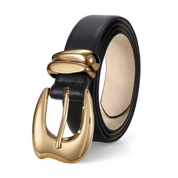 1877 Women\'s Leather Belt For Jeans Pants Fashion Faux With Gold main image 5